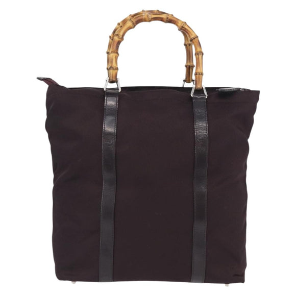 GUCCI Bamboo Hand Bag Canvas Purple Silver 000 3754 0508 Auth 173593