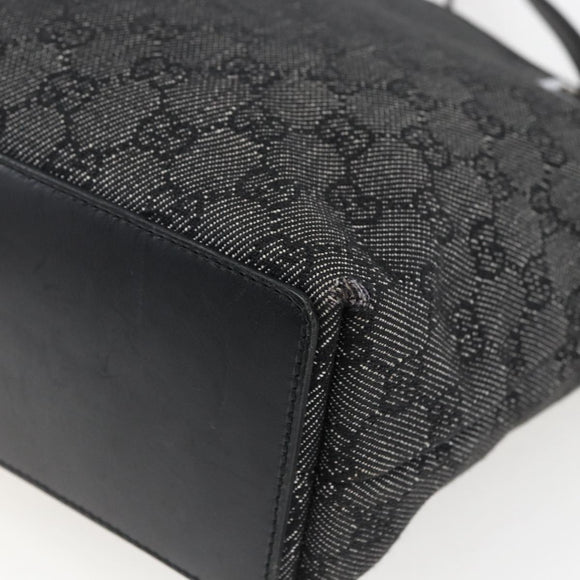 GUCCI GG Canvas Tote Bag Black Silver 31244 Auth 173595