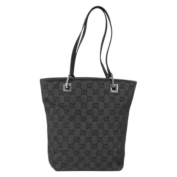 GUCCI GG Canvas Tote Bag Black Silver 31244 Auth 173595