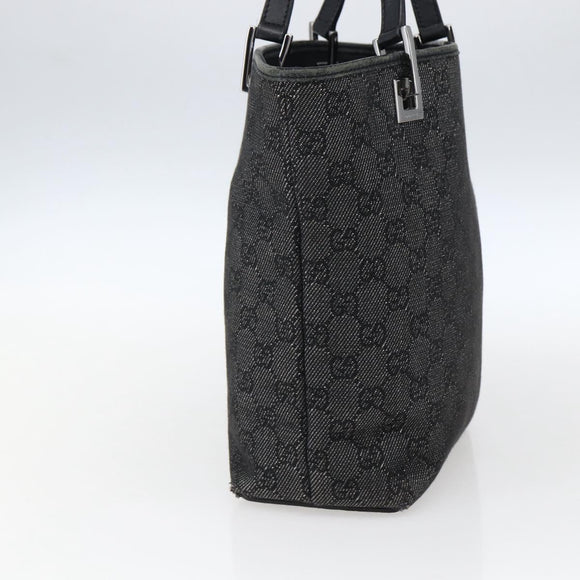 GUCCI GG Canvas Tote Bag Black Silver 31244 Auth 173595