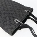 GUCCI GG Canvas Tote Bag Black Silver 31244 Auth 173595-6