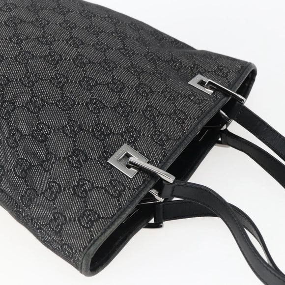GUCCI GG Canvas Tote Bag Black Silver 31244 Auth 173595
