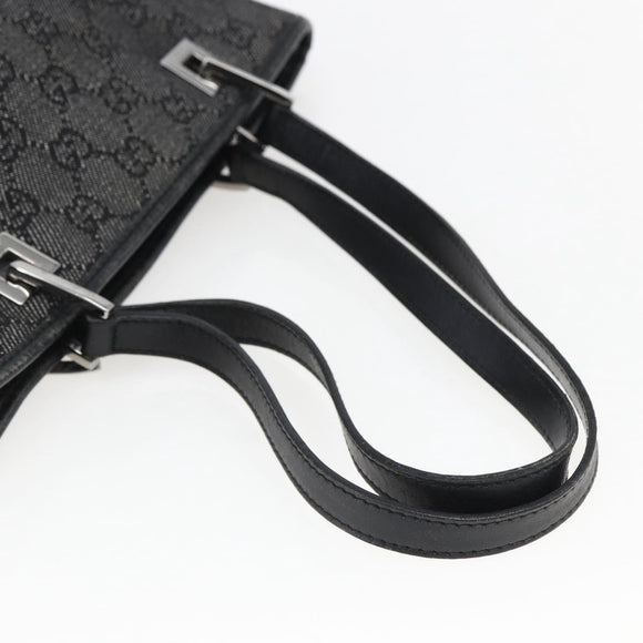 GUCCI GG Canvas Tote Bag Black Silver 31244 Auth 173595