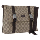 GUCCI GG Supreme Shoulder Bag PVC Leather Beige Silver 122373 Auth 173598-1