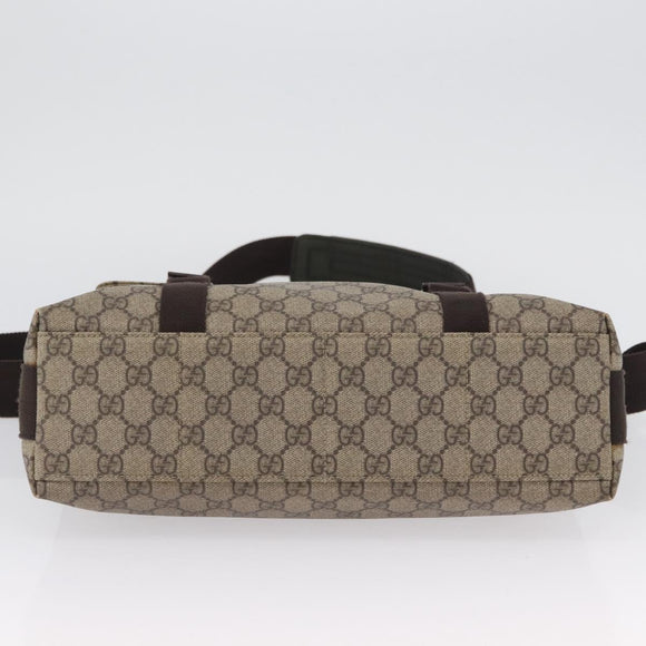 GUCCI GG Supreme Shoulder Bag PVC Leather Beige Silver 122373 Auth 173598
