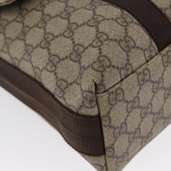 GUCCI GG Supreme Shoulder Bag PVC Leather Beige Silver 122373 Auth 173598