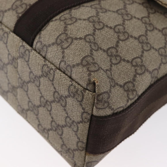 GUCCI GG Supreme Shoulder Bag PVC Leather Beige Silver 122373 Auth 173598