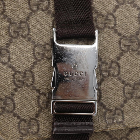 GUCCI GG Supreme Shoulder Bag PVC Leather Beige Silver 122373 Auth 173598