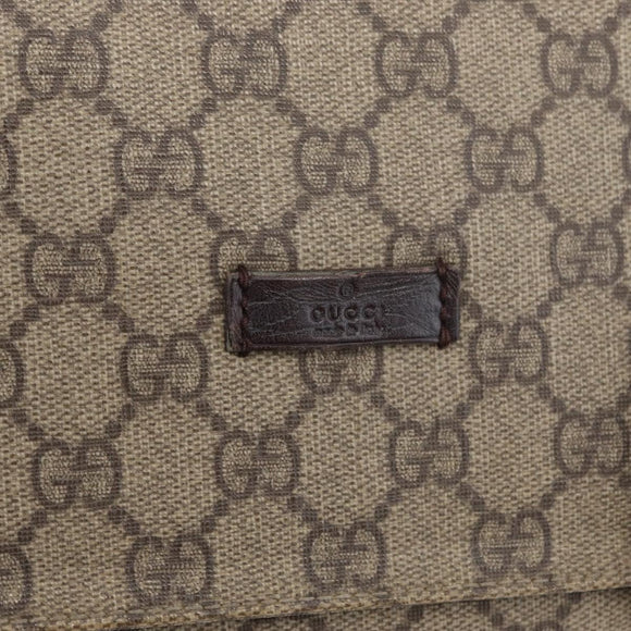 GUCCI GG Supreme Shoulder Bag PVC Leather Beige Silver 122373 Auth 173598