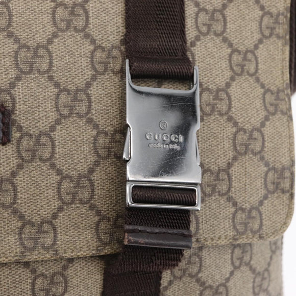 GUCCI GG Supreme Shoulder Bag PVC Leather Beige Silver 122373 Auth 173598