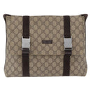 GUCCI GG Supreme Shoulder Bag PVC Leather Beige Silver 122373 Auth 173598-13