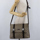 GUCCI GG Supreme Shoulder Bag PVC Leather Beige Silver 122373 Auth 173598-28