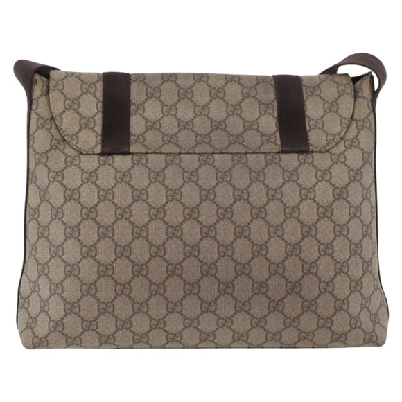 GUCCI GG Supreme Shoulder Bag PVC Leather Beige Silver 122373 Auth 173598