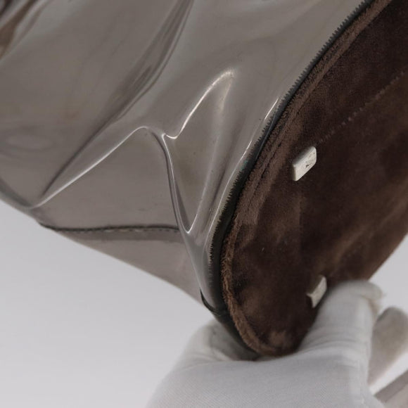 PRADA Tote Bag Velour Vinyl Brown Auth 173602
