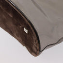 PRADA Tote Bag Velour Vinyl Brown Auth 173602-13