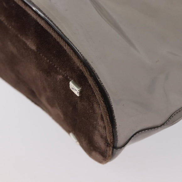 PRADA Tote Bag Velour Vinyl Brown Auth 173602