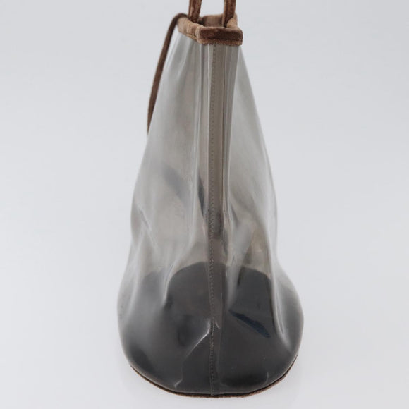 PRADA Tote Bag Velour Vinyl Brown Auth 173602