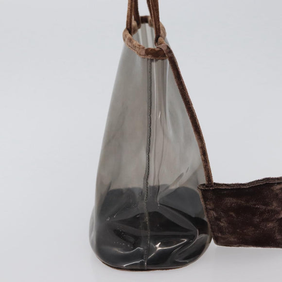 PRADA Tote Bag Velour Vinyl Brown Auth 173602