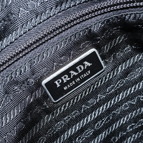 PRADA Shoulder Bag Nylon Black Silver Auth 173604