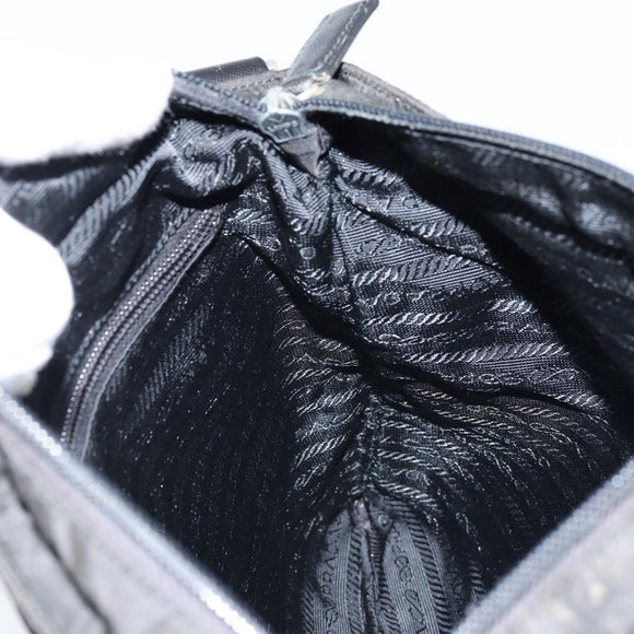 PRADA Shoulder Bag Nylon Black Silver Auth 173604