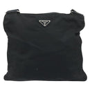 PRADA Shoulder Bag Nylon Black Silver Auth 173604-13