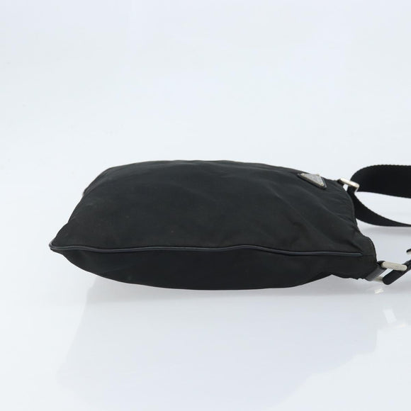 PRADA Shoulder Bag Nylon Black Silver Auth 173604
