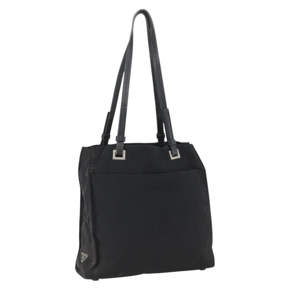 PRADA Tragetasche Nylon Leder Schwarz Auth 173605