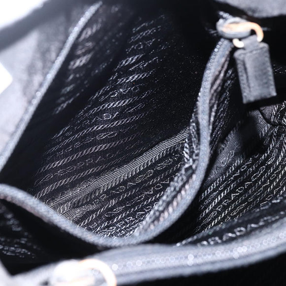 PRADA Tragetasche Nylon Leder Schwarz Auth 173605