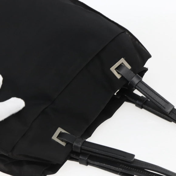 PRADA Tragetasche Nylon Leder Schwarz Auth 173605