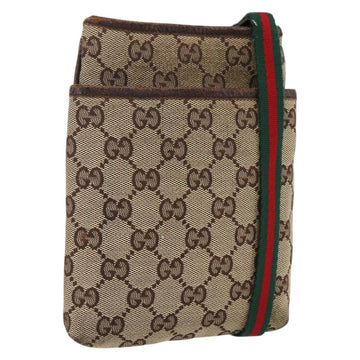 GUCCI GG Canvas Web Sherry Line Shoulder Bag PVC Beige 141863 Auth 173606