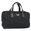 PRADA Handtas Nylon Zwart Zilver Auth 173607-1
