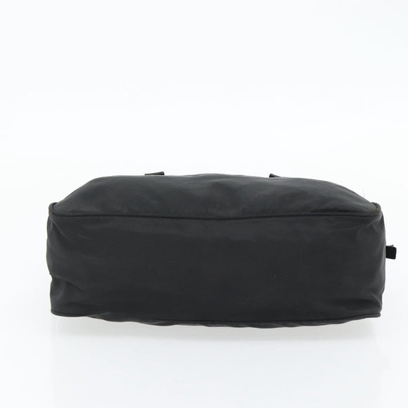 PRADA Handtas Nylon Zwart Zilver Auth 173607