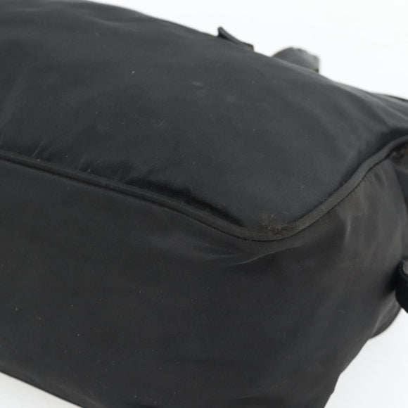 PRADA Handtas Nylon Zwart Zilver Auth 173607