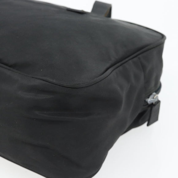 PRADA Handtas Nylon Zwart Zilver Auth 173607