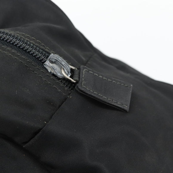 PRADA Handtas Nylon Zwart Zilver Auth 173607
