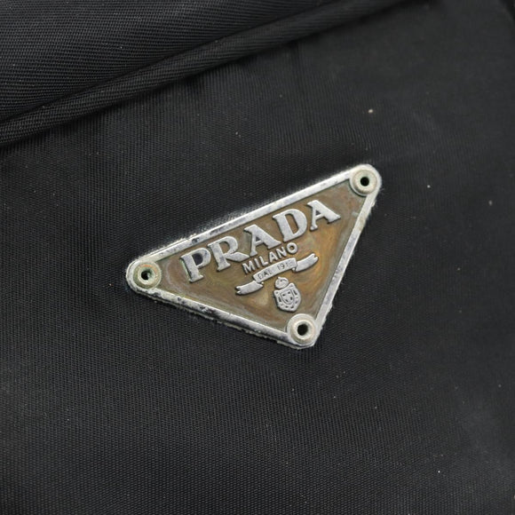 PRADA Handtas Nylon Zwart Zilver Auth 173607
