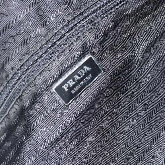 PRADA Handtas Nylon Zwart Zilver Auth 173607