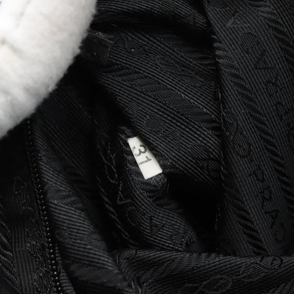 PRADA Handtas Nylon Zwart Zilver Auth 173607