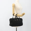 PRADA Handtas Nylon Zwart Zilver Auth 173607-25