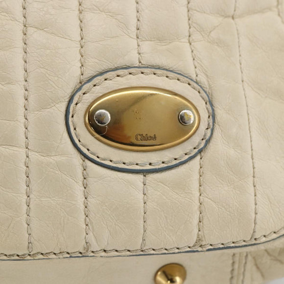 Chloe Tote Bag Leather Ivory Gold Auth 173609