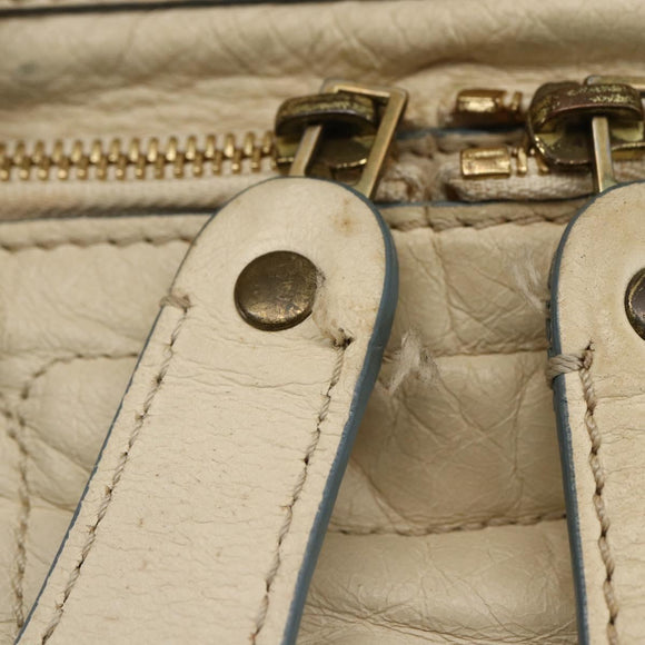 Chloe Tote Bag Leather Ivory Gold Auth 173609