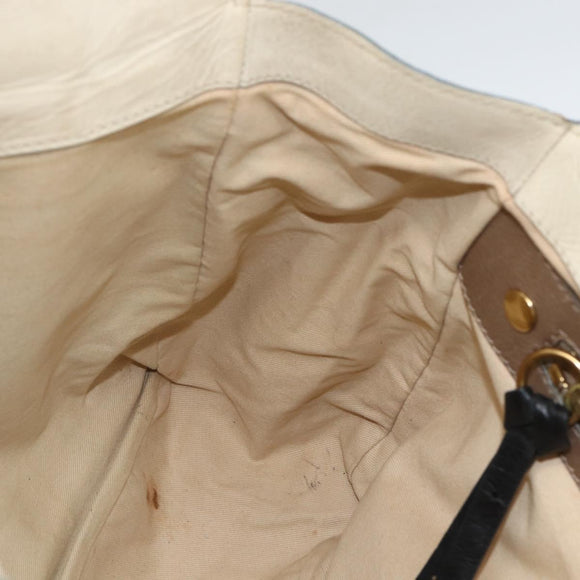 Chloe Tote Bag Leather Ivory Gold Auth 173609