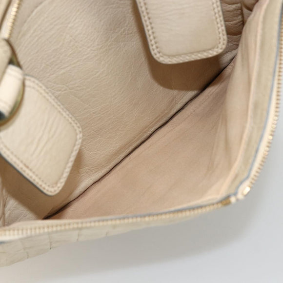 Chloe Tote Bag Leather Ivory Gold Auth 173609