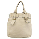 Chloe Tote Bag Leather Ivory Gold Auth 173609-3