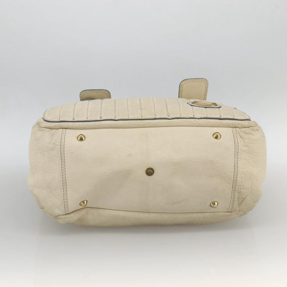 Chloe Tote Bag Leather Ivory Gold Auth 173609