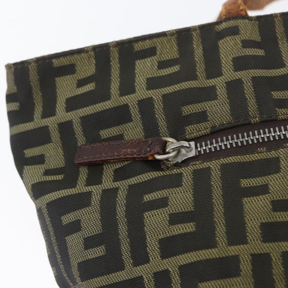 FENDI Zucca Canvas Tote Bag Brown Black Auth 173610