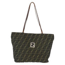 FENDI Zucca Canvas Tote Bag Brown Black Auth 173610-13
