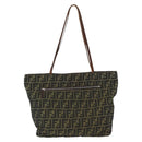 FENDI Zucca Canvas Tote Bag Brown Black Auth 173610-2