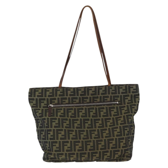 FENDI Zucca Canvas Tote Bag Brown Black Auth 173610