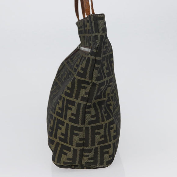 FENDI Zucca Canvas Tote Bag Brown Black Auth 173610